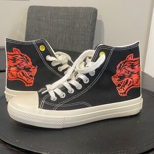 Darc Sport Black and Red High-Top Sneakers